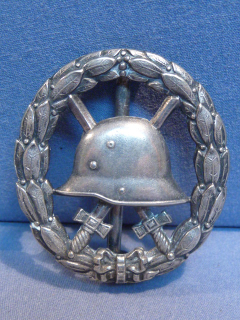 Original WWI German Wound Badge in Silver, 800 Silver Marked