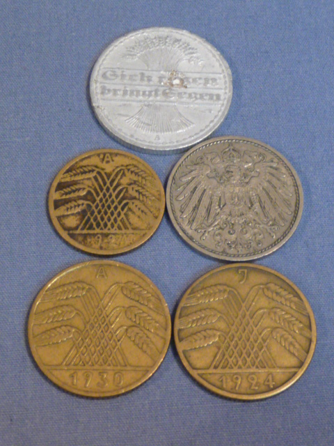 Original Pre-Nazi German Coins, Set of 5