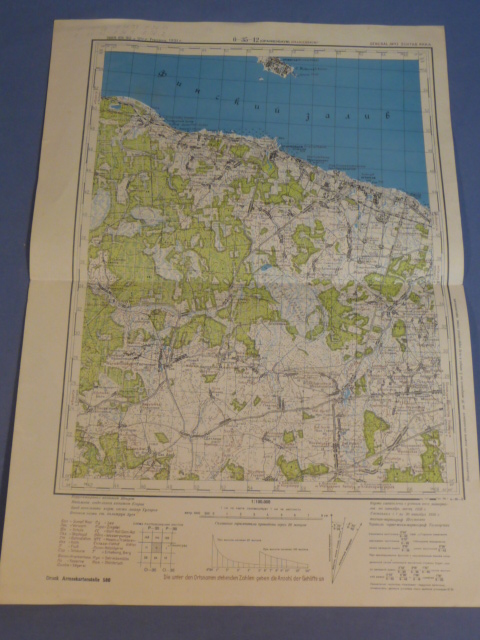Original WWII German Military Map of GENERALJNYJ SCHTAB, German and Russian Languages