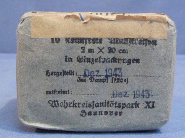 Original WWII German Medical Item, 10 keimfreie Mullstreifen (Germ-Free Gauze Strips)