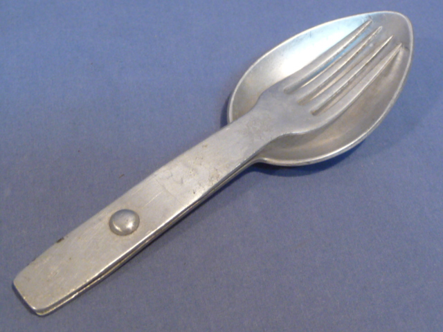 Original WWII German Soldiers Folding Fork/Spoon Combination, Aluminum