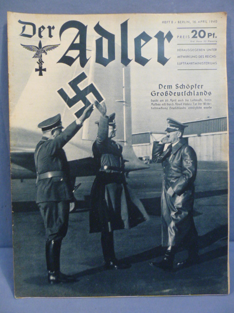 Original WWII German Luftwaffe Magazine Der Adler, April 1940
