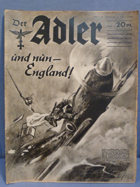 Original WWII German Luftwaffe Magazine Der Adler, July 1940