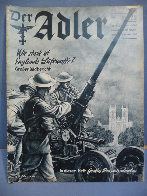 Original Pre-WWII German Luftwaffe Magazine Der Adler, July 1939