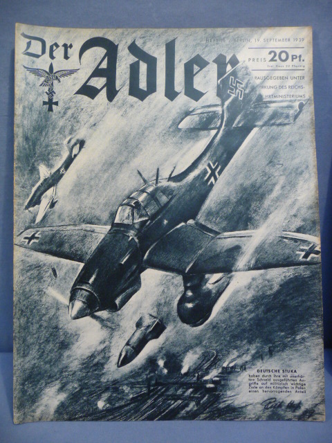 Original WWII German Luftwaffe Magazine Der Adler, September 1939