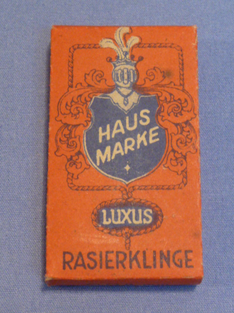 Original WWII German Box of 10 Razor Blades, HAUS MARKE LUXUS