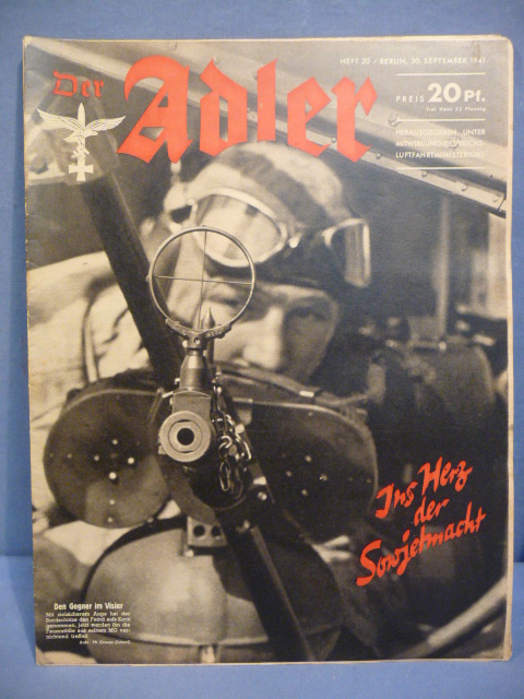 Original WWII German Luftwaffe Magazine Der Adler, September 1941