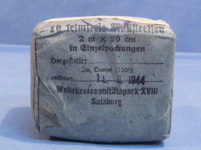 Original WWII German Medical Item, 10 keimfreie Mullstreifen (Germ-Free Gauze Strips)