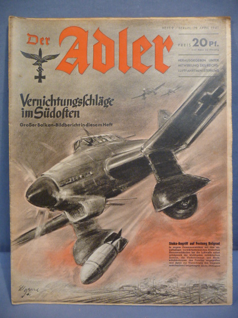 Original WWII German Luftwaffe Magazine Der Adler, April 1941