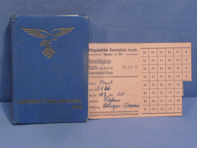 Original WWII German Luftwaffe (Air Force) Soldier's Pocket Notebook PLUS