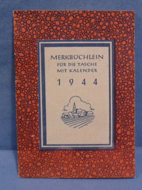 Original WWII German 1944 Pocket Notebook with Calendar, Unused