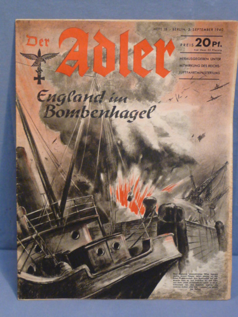 Original WWII German Luftwaffe Magazine Der Adler, September 1940