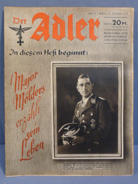 Original WWII German Luftwaffe Magazine Der Adler, October 1940