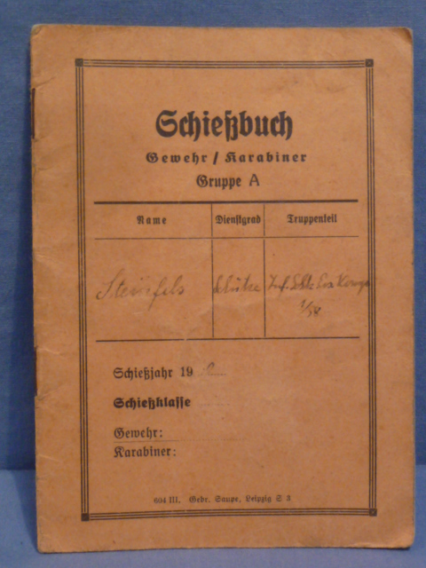 Original WWII German Soldier's Schiebuch (Shooting Book) for Rifle/Carbine