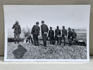 Original WWII German Heer (Army) Formation by a Fire Photograph