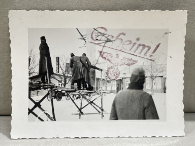 Original WWII German Heer Construction Soldiers Group "Secret!" Photograph, Geheim!