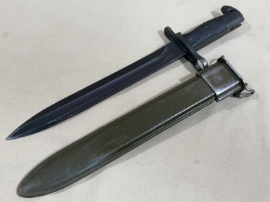 Original WWII US M1 Garand Bayonet and Scabbard, AFH Cut-Down 1943