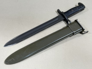 Original WWII US M1 Garand Bayonet and Scabbard, PAL Cut-Down 1943