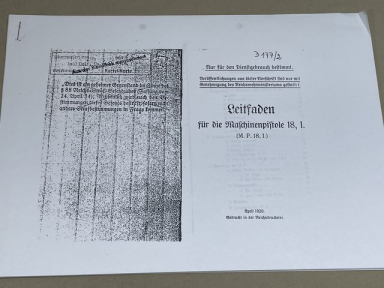 Photocopy of Original 1920 German Manual for the MP-18