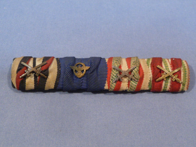 Original Nazi Era German 4 Position Parade Ribbon Bar, Combatant's Hindenburg Cross