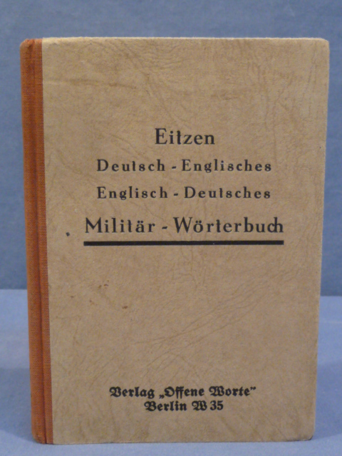 Original WWII German Soldier's German-English / English-German Pocket Dictionary