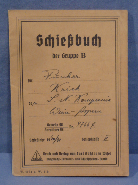 Original WWII German Soldier's Schiebuch (Shooting Book) for Rifle/Carbine