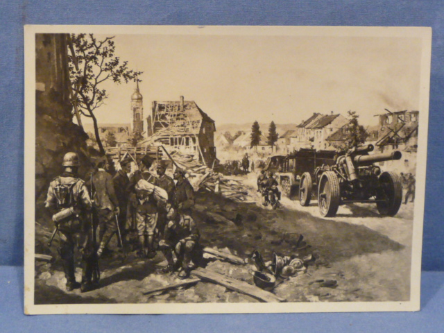 Original WWII German Military Themed Postcard, House of German Art