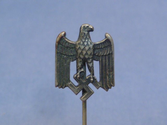 Original Nazi Era German Eagle with Swastika Stickpin, Silver
