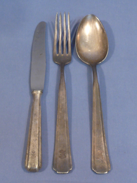 Original WWII Era German Luftwaffe Mess Hall Silverware Set, SILVER