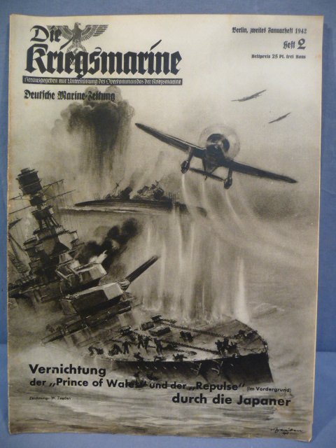 Original WWII German Die Kriegsmarine Magazine, January 1942