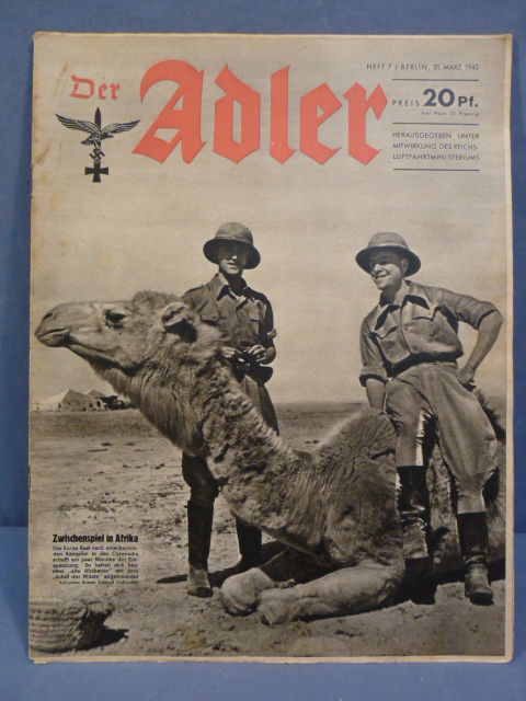 Original WWII German Luftwaffe Magazine Der Adler, March 1942