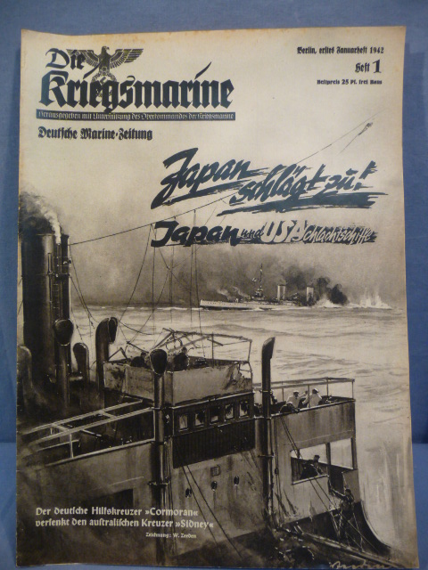 Original WWII German Die Kriegsmarine Magazine, January 1942