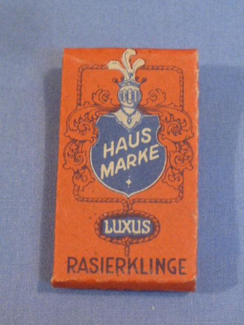 Original WWII German Box of 10 Razor Blades, HAUS MARKE LUXUS