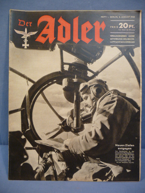 Original WWII German Luftwaffe Magazine Der Adler, January 1942