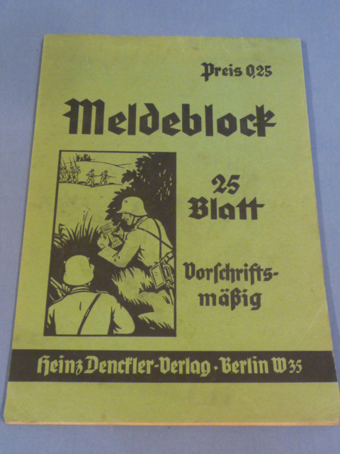 Original WWII Era German Meldeblock (Message Book) for Map Case