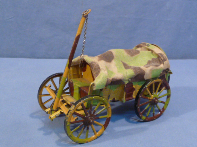 Original Nazi Era German Toy Soldier's Metal Horse-Drawn Wagon