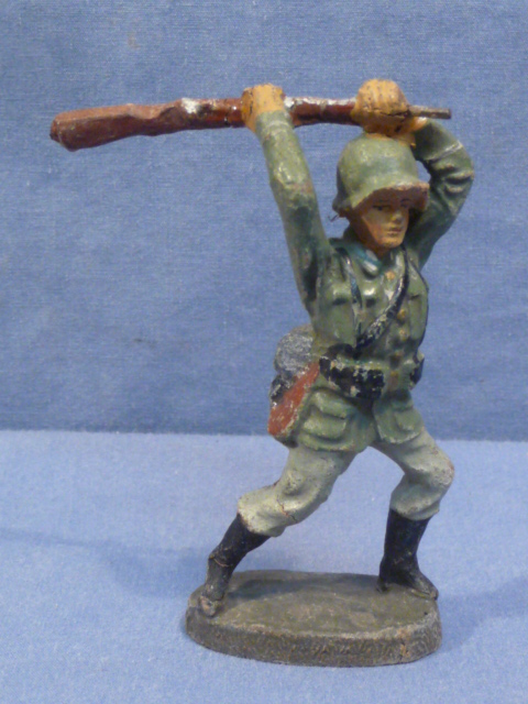Original Nazi Era German Toy Soldier Attacking with Rifle, ELASTOLIN