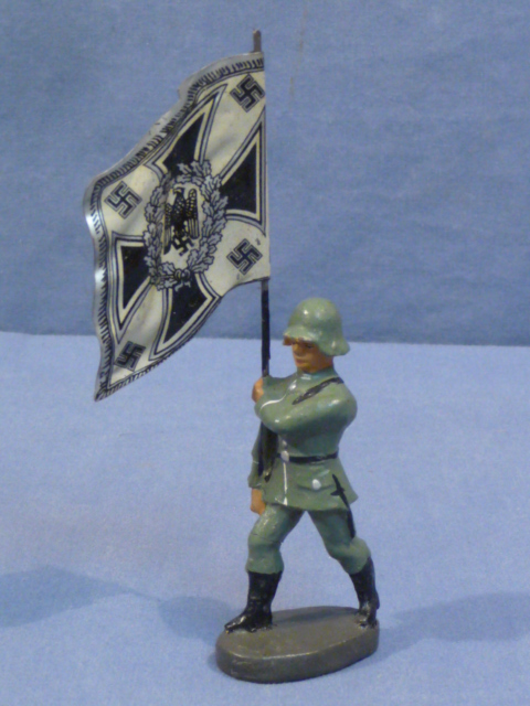 Original Nazi Era German Toy Soldier Marching with INFANTRY FLAG! FURO