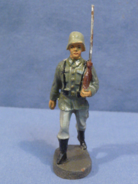 Original Nazi Era German Army Toy Soldier Marching, ELASTOLIN