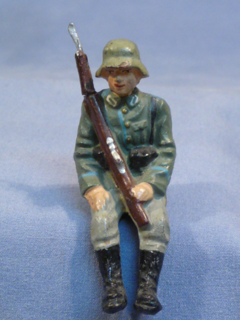 Original Nazi Era German Toy Soldier Sitting with Rifle