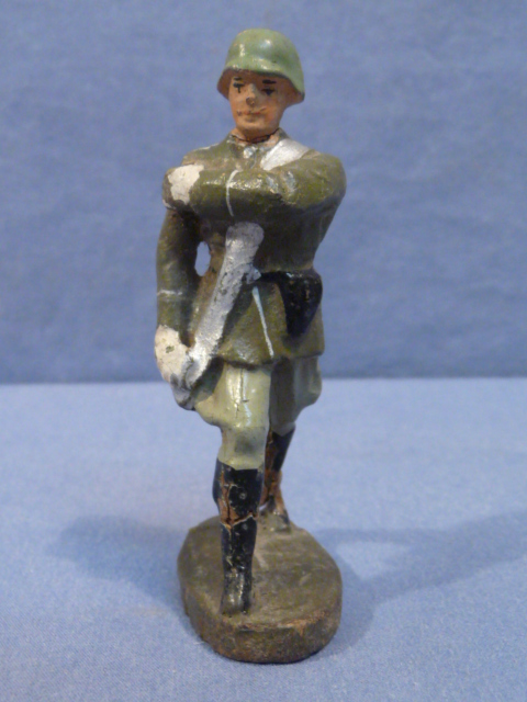 Original Nazi Era German Toy Soldier Marching Flag Holder, ELASTOLIN