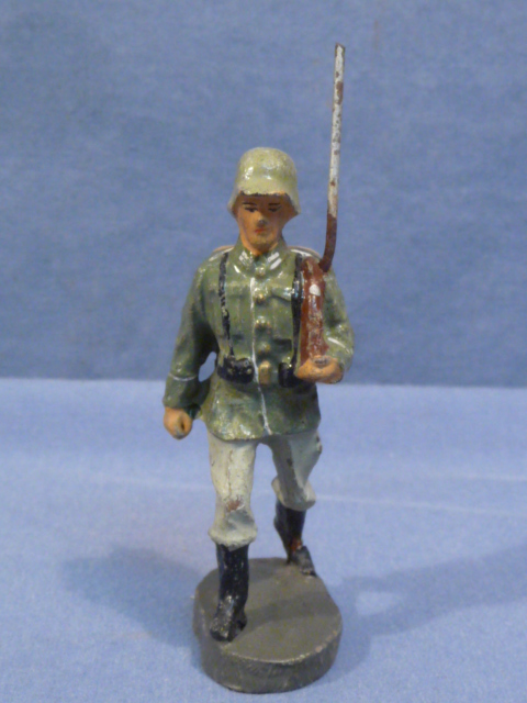 Original Nazi Era German Army Toy Soldier Marching, ELASTOLIN
