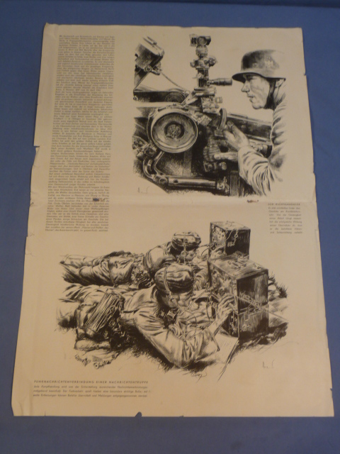 Original WWII German Men and Weapons of the Army, Art Book Pages