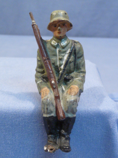 Original Nazi Era German Toy Soldier Sitting with Rifle