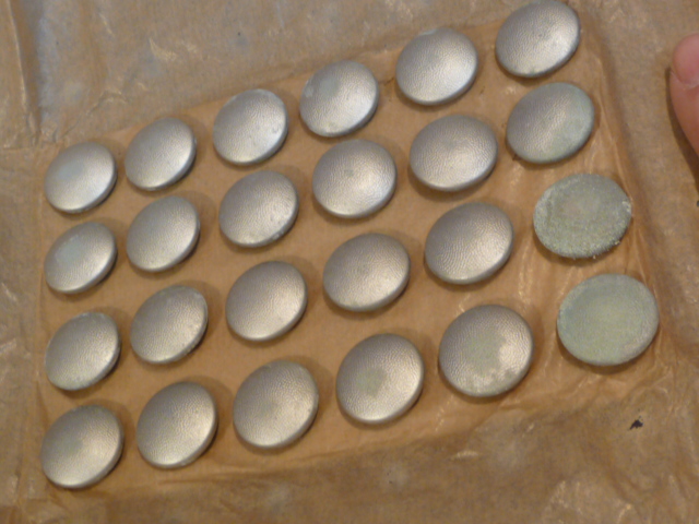 Original WWII German Card of 19mm Pebbled Buttons, Silver