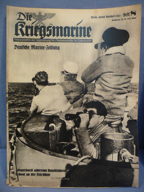 Original WWII German Die Kriegsmarine Magazine, April 1942