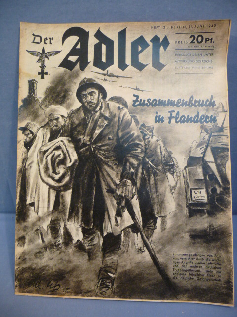Original WWII German Luftwaffe Magazine Der Adler, June 1940