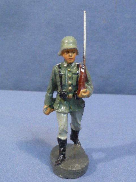 Original Nazi Era German Army Toy Soldier Marching, ELASTOLIN