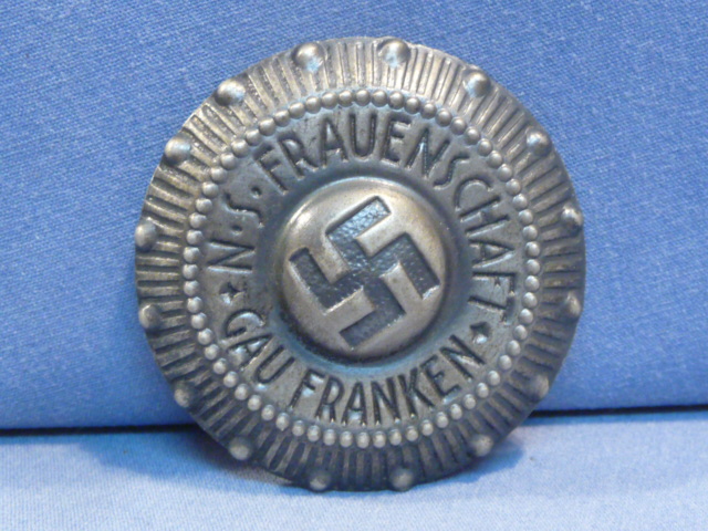 Original Nazi Era German Stamped Metal Tinnie, NS Frauenschaft Gau Franken