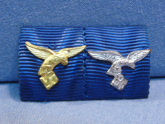 Original WWII German LUFTWAFFE Long Service Medals Ribbon Bar, 12 & 4 Year